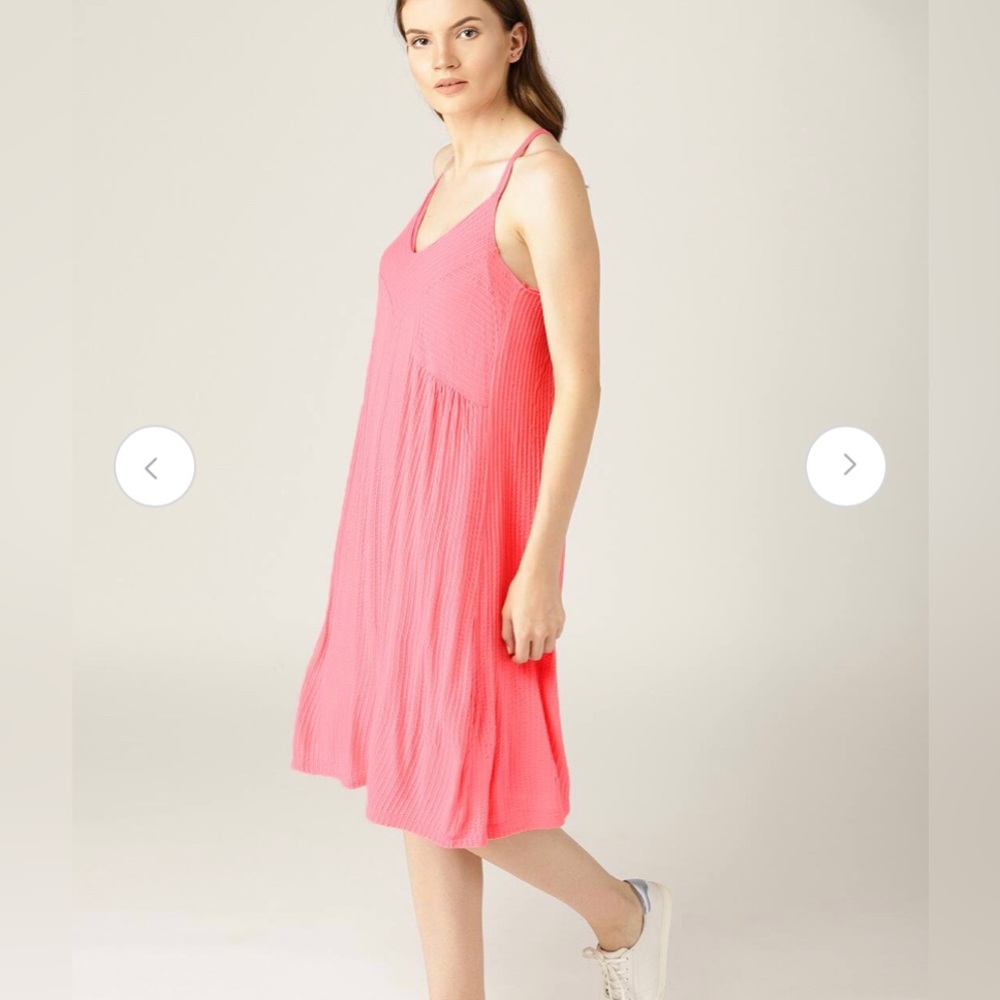 Esprit Pink Self Striped Dress. Size- S Fit M too - Picture 4 of 9